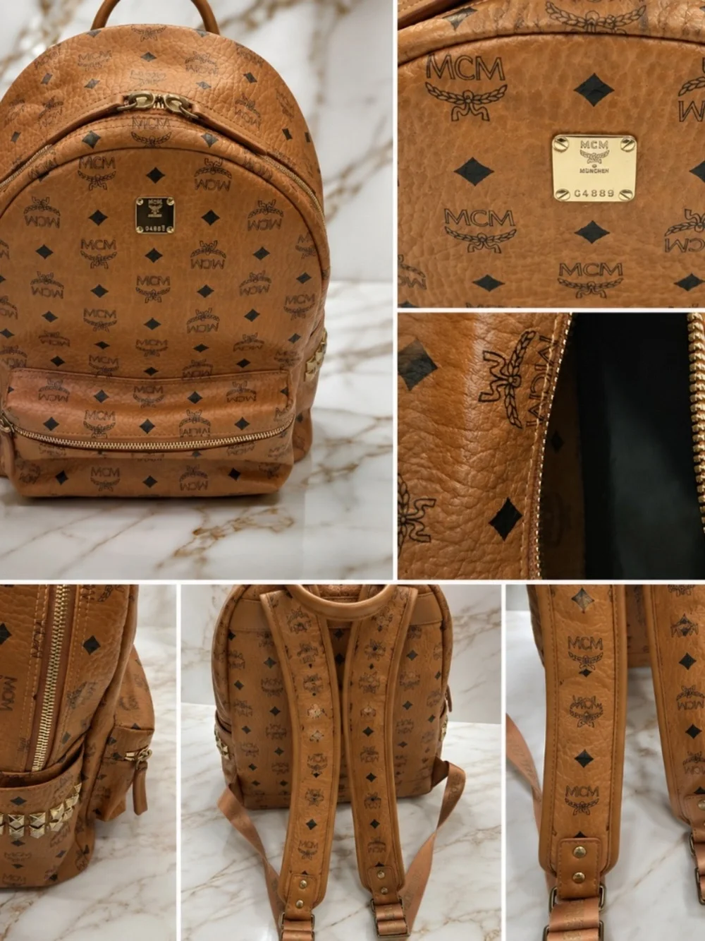 MCM GM MONOGRAM COGNAC CANVAS BACKPACK LIMITED ED.